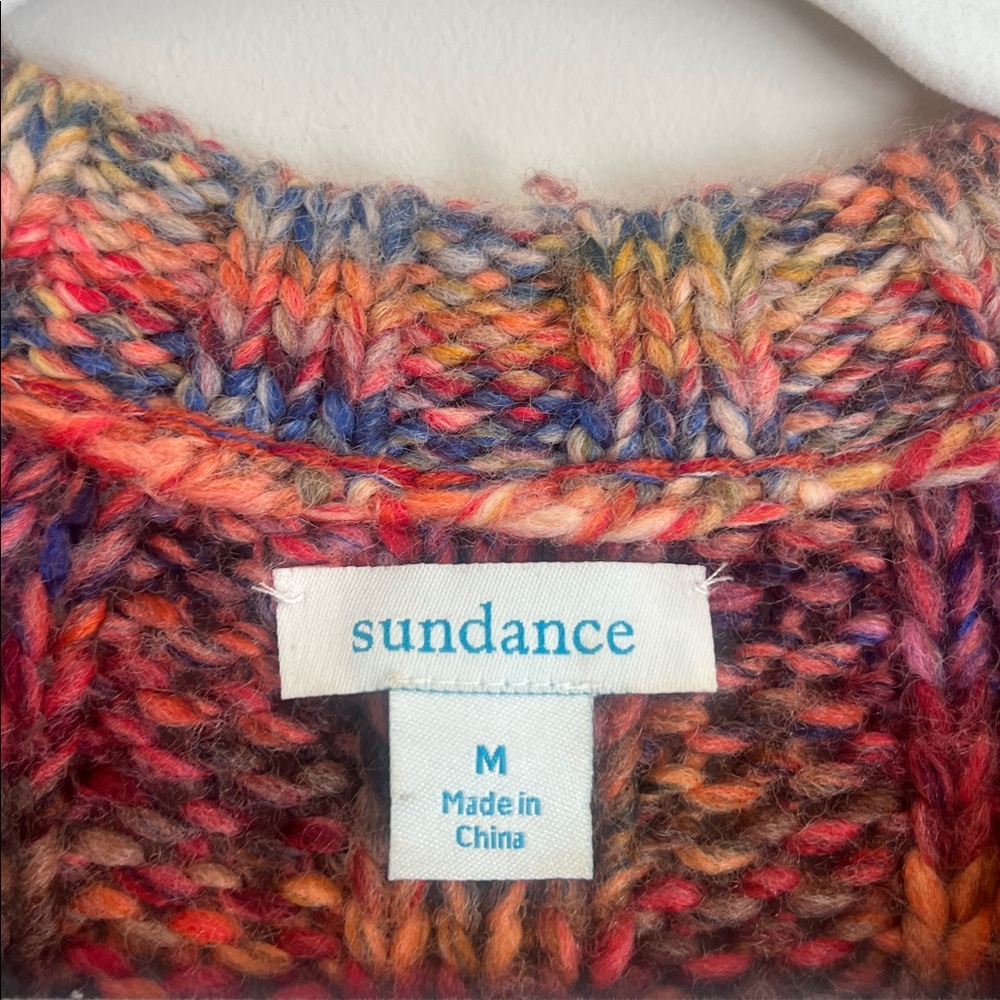 Sundance Long Chunky Knit Cardigan in Rainbow‎ Print Wool Blend Sz Medium - Picture 4 of 9